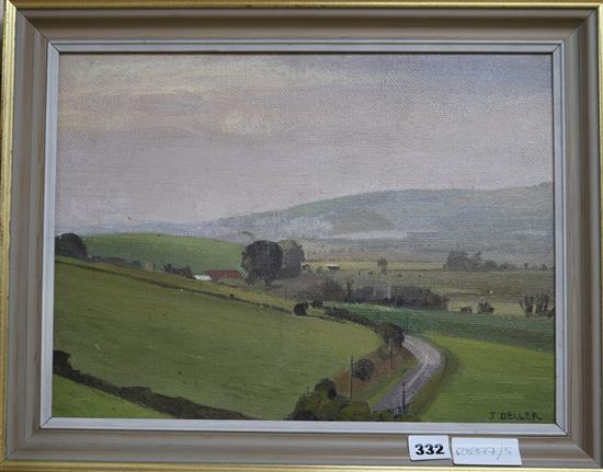 John Deller, oil on board, landscape, signed 29 x 39cm